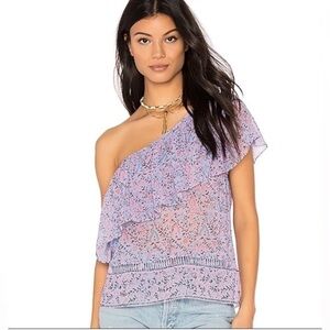Saylor Janice Floral Ruffle One Shoulder Top